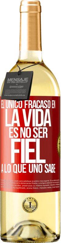 Envío gratis | Vino Blanco Edición WHITE El único fracaso en la vida es no ser fiel a lo que uno sabe Etiqueta Roja. Etiqueta personalizable Vino joven Cosecha 2023 Verdejo