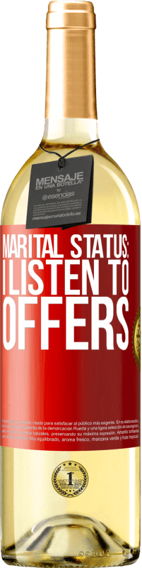 Free Shipping | White Wine WHITE Edition Marital status: I listen to offers Red Label. Customizable label Young wine Harvest 2023 Verdejo