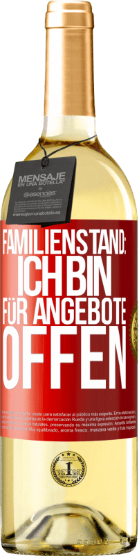 Kostenloser Versand | Weißwein WHITE Ausgabe Familienstand: Ich bin für Angebote offen Rote Markierung. Anpassbares Etikett Junger Wein Ernte 2023 Verdejo