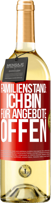 29,95 € Kostenloser Versand | Weißwein WHITE Ausgabe Familienstand: Ich bin für Angebote offen Rote Markierung. Anpassbares Etikett Junger Wein Ernte 2025 Verdejo