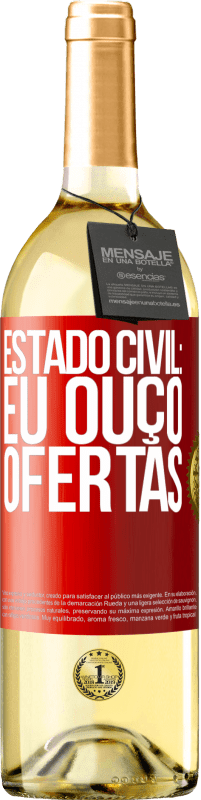 Envio grátis | Vinho branco Edição WHITE Estado civil: eu ouço ofertas Etiqueta Vermelha. Etiqueta personalizável Vinho jovem Colheita 2023 Verdejo