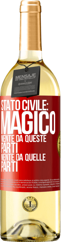 29,95 € Spedizione Gratuita | Vino bianco Edizione WHITE Stato civile: magico. Niente da queste parti, niente da quelle parti Etichetta Rossa. Etichetta personalizzabile Vino giovane Raccogliere 2025 Verdejo
