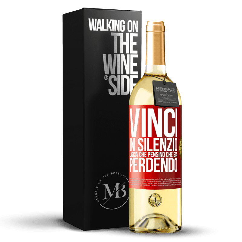 29,95 € Spedizione Gratuita | Vino bianco Edizione WHITE Vinci in silenzio. Lascia che pensino che stai perdendo Etichetta Rossa. Etichetta personalizzabile Vino giovane Raccogliere 2024 Verdejo