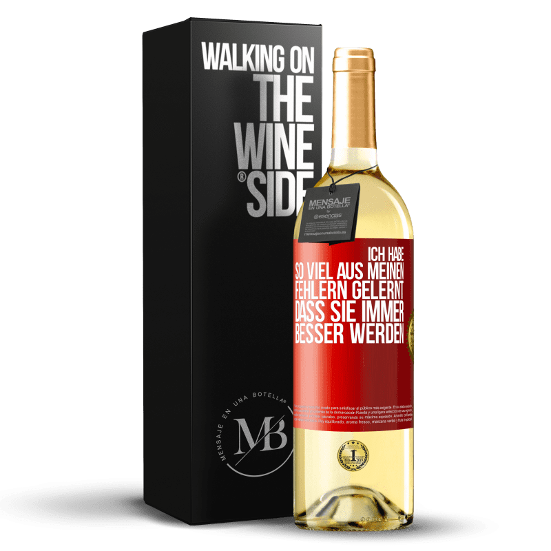 29,95 € Kostenloser Versand | Weißwein WHITE Ausgabe Ich habe so viel aus meinen Fehlern gelernt, dass sie immer besser werden Rote Markierung. Anpassbares Etikett Junger Wein Ernte 2023 Verdejo
