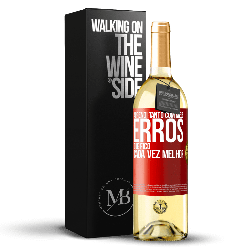 29,95 € Envio grátis | Vinho branco Edição WHITE Aprendi tanto com meus erros que fico cada vez melhor Etiqueta Vermelha. Etiqueta personalizável Vinho jovem Colheita 2023 Verdejo