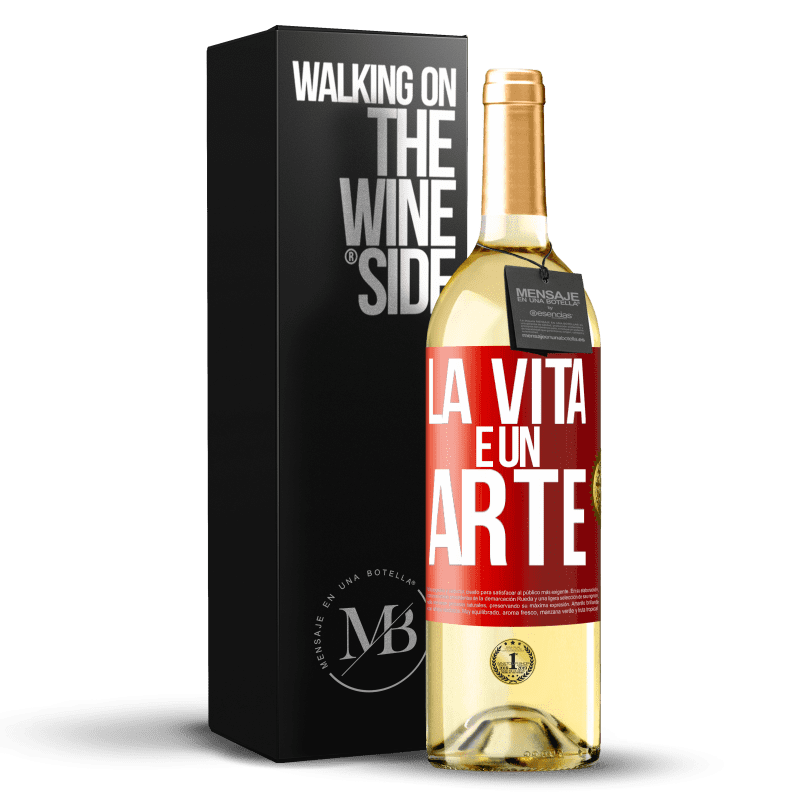 29,95 € Spedizione Gratuita | Vino bianco Edizione WHITE La vita è un'arte Etichetta Rossa. Etichetta personalizzabile Vino giovane Raccogliere 2023 Verdejo