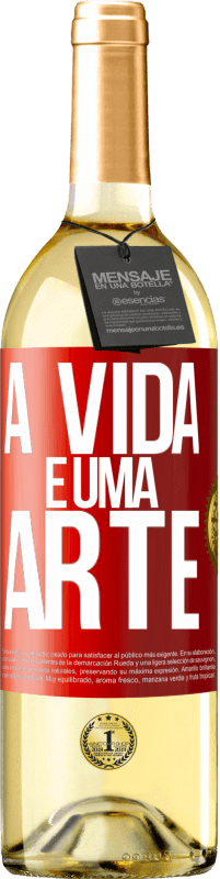 29,95 € | Vinho branco Edição WHITE A vida é uma arte Etiqueta Vermelha. Etiqueta personalizável Vinho jovem Colheita 2023 Verdejo