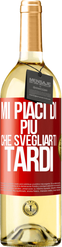 Spedizione Gratuita | Vino bianco Edizione WHITE Mi piaci di più che svegliarti tardi Etichetta Rossa. Etichetta personalizzabile Vino giovane Raccogliere 2023 Verdejo