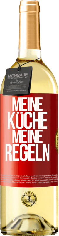 Kostenloser Versand | Weißwein WHITE Ausgabe Meine Küche, meine Regeln Rote Markierung. Anpassbares Etikett Junger Wein Ernte 2023 Verdejo