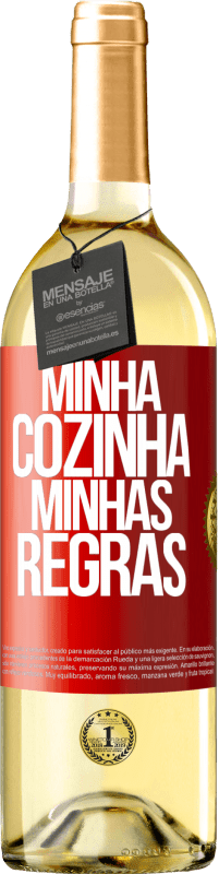 Envio grátis | Vinho branco Edição WHITE Minha cozinha, minhas regras Etiqueta Vermelha. Etiqueta personalizável Vinho jovem Colheita 2023 Verdejo