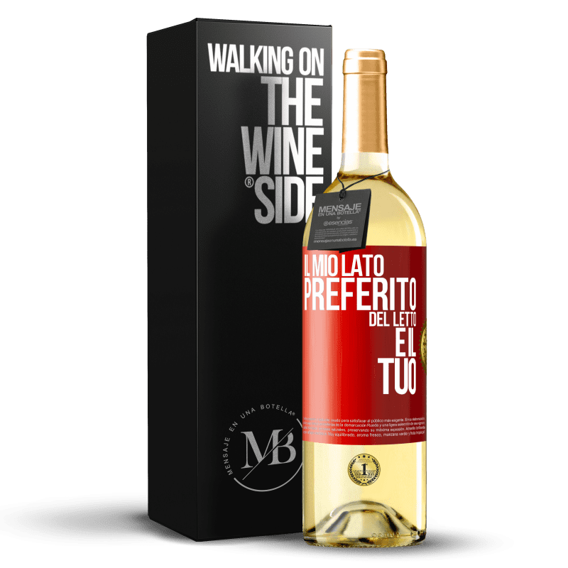 29,95 € Spedizione Gratuita | Vino bianco Edizione WHITE Il mio lato preferito del letto è il tuo Etichetta Rossa. Etichetta personalizzabile Vino giovane Raccogliere 2023 Verdejo