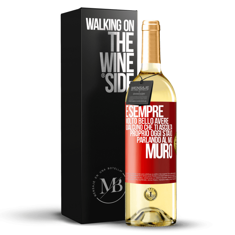 29,95 € Spedizione Gratuita | Vino bianco Edizione WHITE È sempre molto bello avere qualcuno che ti ascolta. Proprio oggi stavo parlando al mio muro Etichetta Rossa. Etichetta personalizzabile Vino giovane Raccogliere 2023 Verdejo