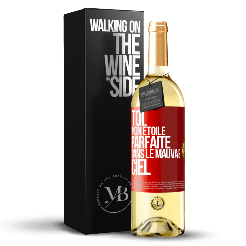 29,95 € Envoi gratuit | Vin blanc Édition WHITE Toi. Mon étoile parfaite dans le mauvais ciel Étiquette Rouge. Étiquette personnalisable Vin jeune Récolte 2023 Verdejo