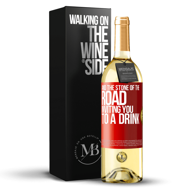 29,95 € Free Shipping | White Wine WHITE Edition And the stone of the road inviting you to a drink Red Label. Customizable label Young wine Harvest 2023 Verdejo