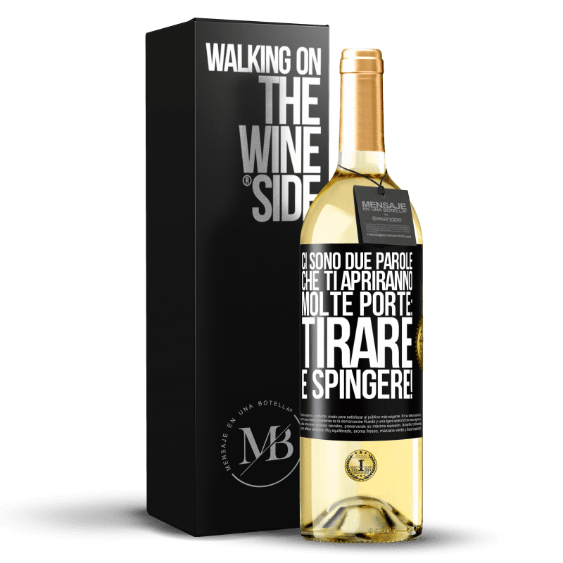 29,95 € Spedizione Gratuita | Vino bianco Edizione WHITE Ci sono due parole che ti apriranno molte porte: tirare e spingere! Etichetta Nera. Etichetta personalizzabile Vino giovane Raccogliere 2025 Verdejo