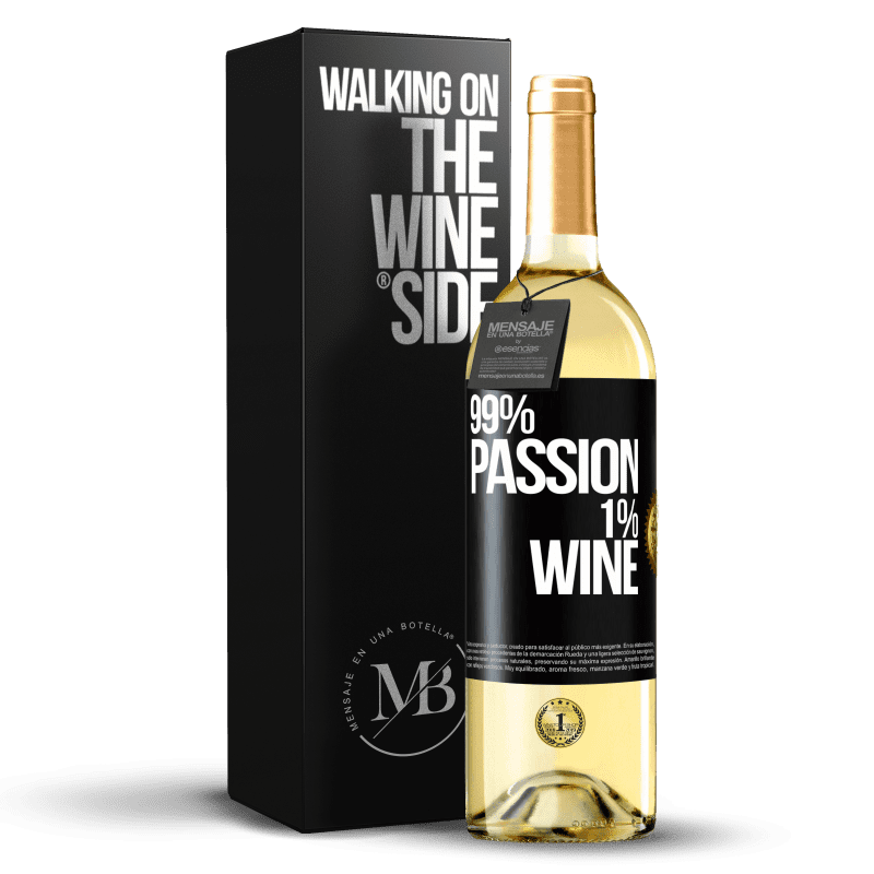 29,95 € Kostenloser Versand | Weißwein WHITE Ausgabe 99% passion, 1% wine Schwarzes Etikett. Anpassbares Etikett Junger Wein Ernte 2023 Verdejo