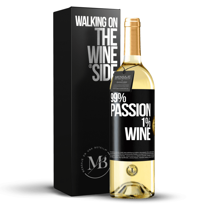 29,95 € Kostenloser Versand | Weißwein WHITE Ausgabe 99% passion, 1% wine Schwarzes Etikett. Anpassbares Etikett Junger Wein Ernte 2024 Verdejo