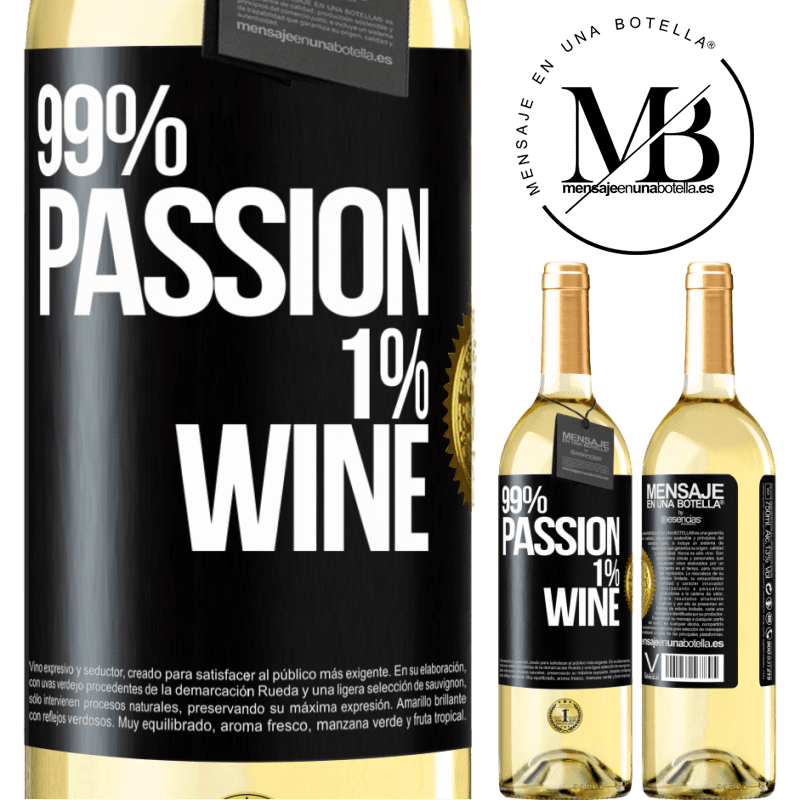 29,95 € Spedizione Gratuita | Vino bianco Edizione WHITE 99% passion, 1% wine Etichetta Nera. Etichetta personalizzabile Vino giovane Raccogliere 2023 Verdejo