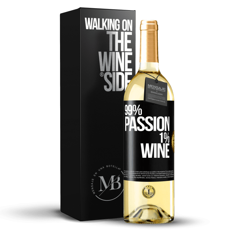 29,95 € Spedizione Gratuita | Vino bianco Edizione WHITE 99% passion, 1% wine Etichetta Nera. Etichetta personalizzabile Vino giovane Raccogliere 2024 Verdejo