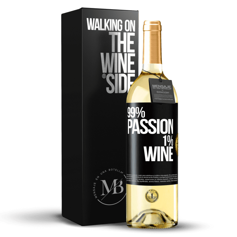 29,95 € Envio grátis | Vinho branco Edição WHITE 99% passion, 1% wine Etiqueta Preta. Etiqueta personalizável Vinho jovem Colheita 2024 Verdejo