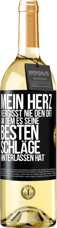 29,95 € | Weißwein WHITE Ausgabe Mein Herz vergisst nie den Ort, an dem es seine besten Schläge hinterlassen hat Schwarzes Etikett. Anpassbares Etikett Junger Wein Ernte 2023 Verdejo