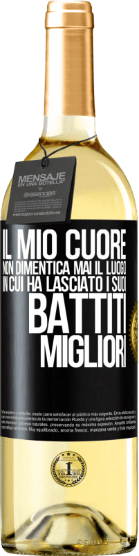 29,95 € | Vino bianco Edizione WHITE Il mio cuore non dimentica mai il luogo in cui ha lasciato i suoi battiti migliori Etichetta Nera. Etichetta personalizzabile Vino giovane Raccogliere 2024 Verdejo