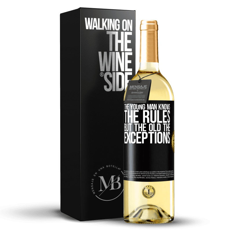 29,95 € Free Shipping | White Wine WHITE Edition The young man knows the rules, but the old the exceptions Black Label. Customizable label Young wine Harvest 2023 Verdejo