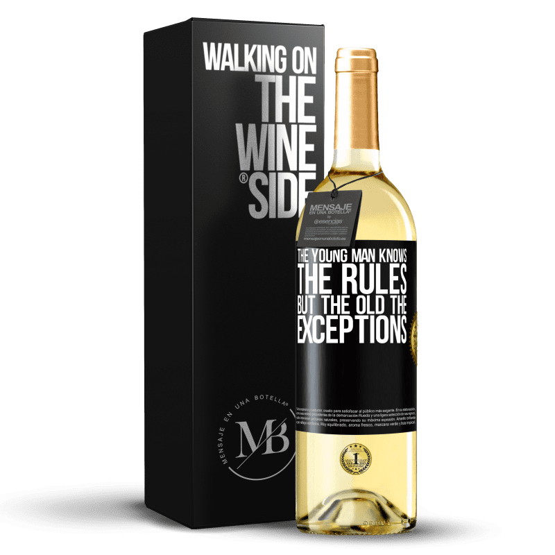 29,95 € Free Shipping | White Wine WHITE Edition The young man knows the rules, but the old the exceptions Black Label. Customizable label Young wine Harvest 2024 Verdejo