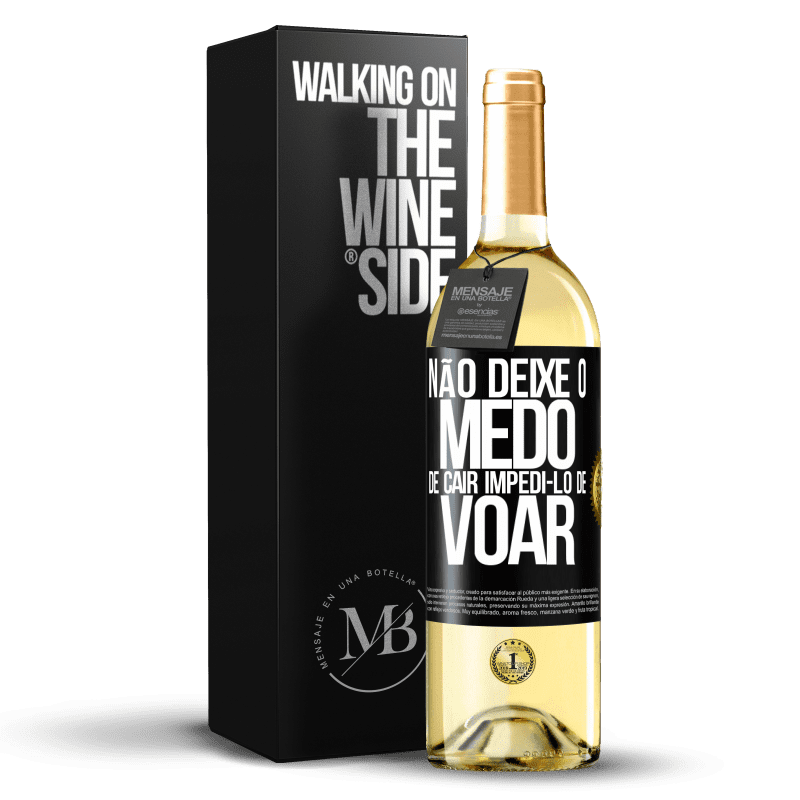 29,95 € Envio grátis | Vinho branco Edição WHITE Não deixe o medo de cair impedi-lo de voar Etiqueta Preta. Etiqueta personalizável Vinho jovem Colheita 2024 Verdejo