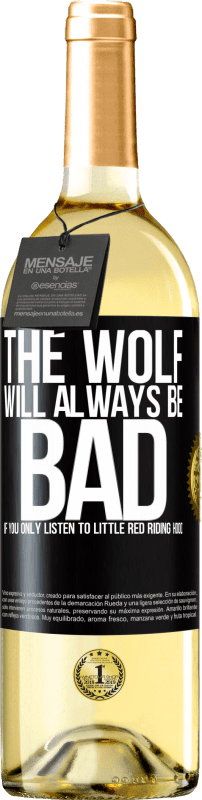 29,95 € 送料無料 | 白ワイン WHITEエディション 赤ずきんちゃんだけを聞くと、狼はいつも悪い ブラックラベル. カスタマイズ可能なラベル 若いワイン 収穫 2023 Verdejo