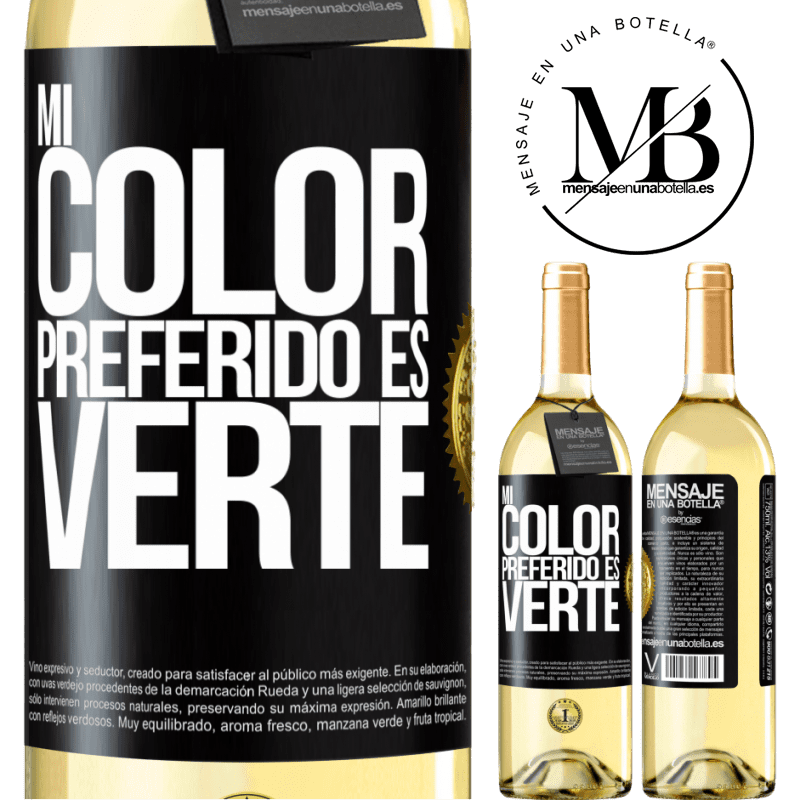 29,95 € Envoi gratuit | Vin blanc Édition WHITE Mi color preferido es: verte Étiquette Noire. Étiquette personnalisable Vin jeune Récolte 2022 Verdejo