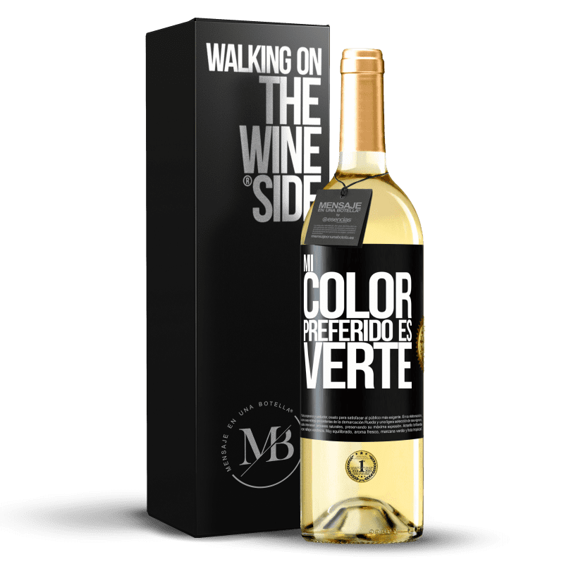 29,95 € Envío gratis | Vino Blanco Edición WHITE Mi color preferido es: verte Etiqueta Negra. Etiqueta personalizable Vino joven Cosecha 2023 Verdejo