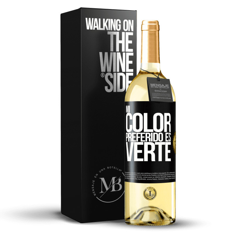 29,95 € Kostenloser Versand | Weißwein WHITE Ausgabe Mi color preferido es: verte Schwarzes Etikett. Anpassbares Etikett Junger Wein Ernte 2023 Verdejo