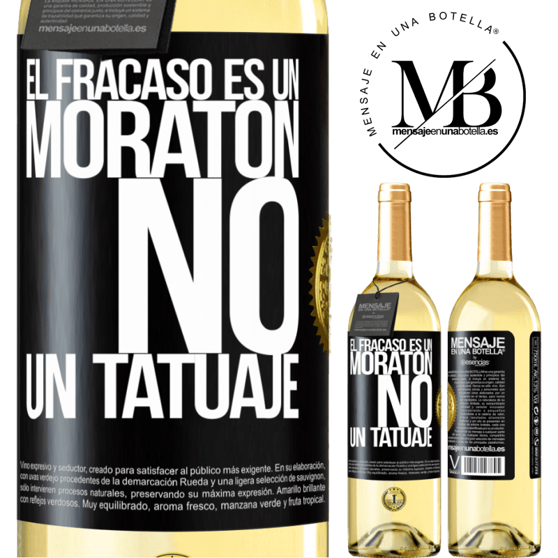 29,95 € Envío gratis | Vino Blanco Edición WHITE El fracaso es un moratón, no un tatuaje Etiqueta Negra. Etiqueta personalizable Vino joven Cosecha 2024 Verdejo