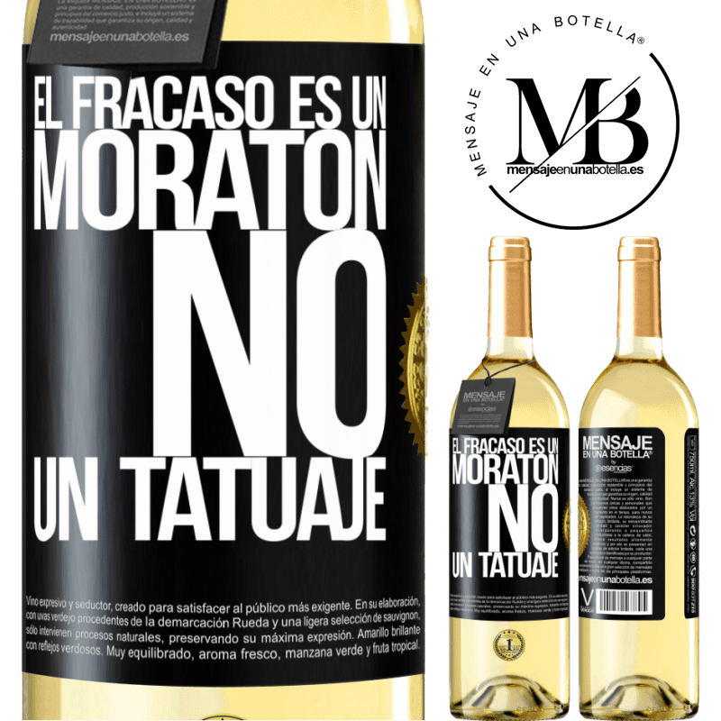 29,95 € Envío gratis | Vino Blanco Edición WHITE El fracaso es un moratón, no un tatuaje Etiqueta Negra. Etiqueta personalizable Vino joven Cosecha 2025 Verdejo