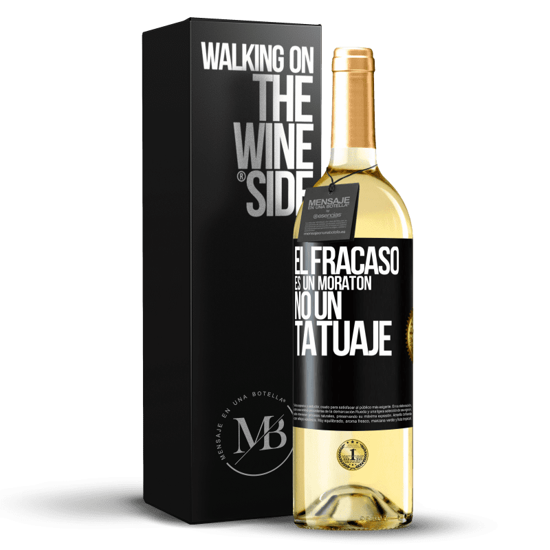 29,95 € Envío gratis | Vino Blanco Edición WHITE El fracaso es un moratón, no un tatuaje Etiqueta Negra. Etiqueta personalizable Vino joven Cosecha 2024 Verdejo