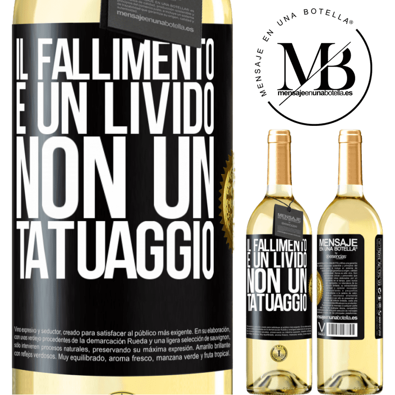 29,95 € Spedizione Gratuita | Vino bianco Edizione WHITE Il fallimento è un livido, non un tatuaggio Etichetta Nera. Etichetta personalizzabile Vino giovane Raccogliere 2023 Verdejo