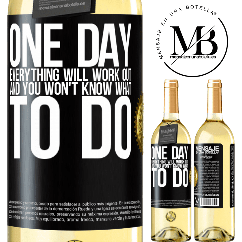 29,95 € Free Shipping | White Wine WHITE Edition One day everything will work out and you won't know what to do Black Label. Customizable label Young wine Harvest 2022 Verdejo