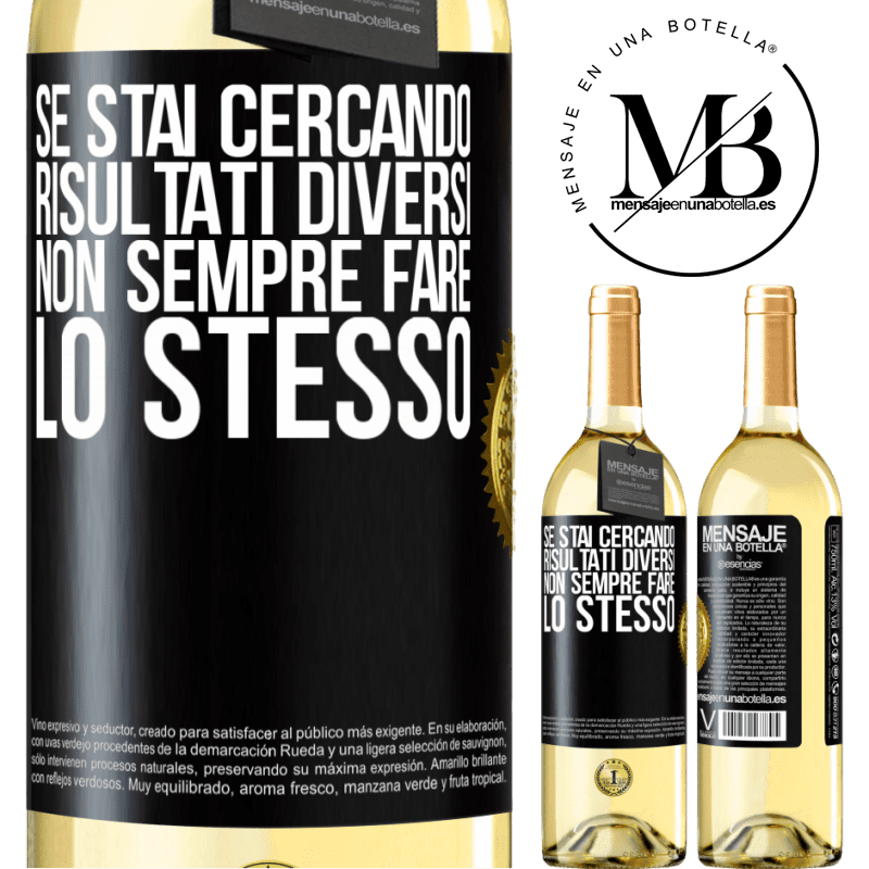 29,95 € Spedizione Gratuita | Vino bianco Edizione WHITE Se stai cercando risultati diversi, non sempre fare lo stesso Etichetta Nera. Etichetta personalizzabile Vino giovane Raccogliere 2025 Verdejo