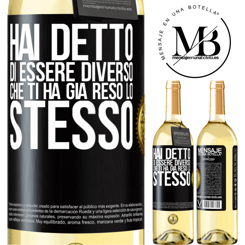 29,95 € Spedizione Gratuita | Vino bianco Edizione WHITE Hai detto di essere diverso, che ti ha già reso lo stesso Etichetta Nera. Etichetta personalizzabile Vino giovane Raccogliere 2024 Verdejo