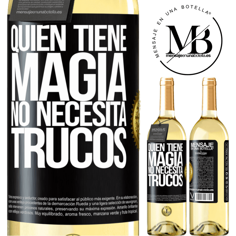 29,95 € Envío gratis | Vino Blanco Edición WHITE Quien tiene magia no necesita trucos Etiqueta Negra. Etiqueta personalizable Vino joven Cosecha 2024 Verdejo