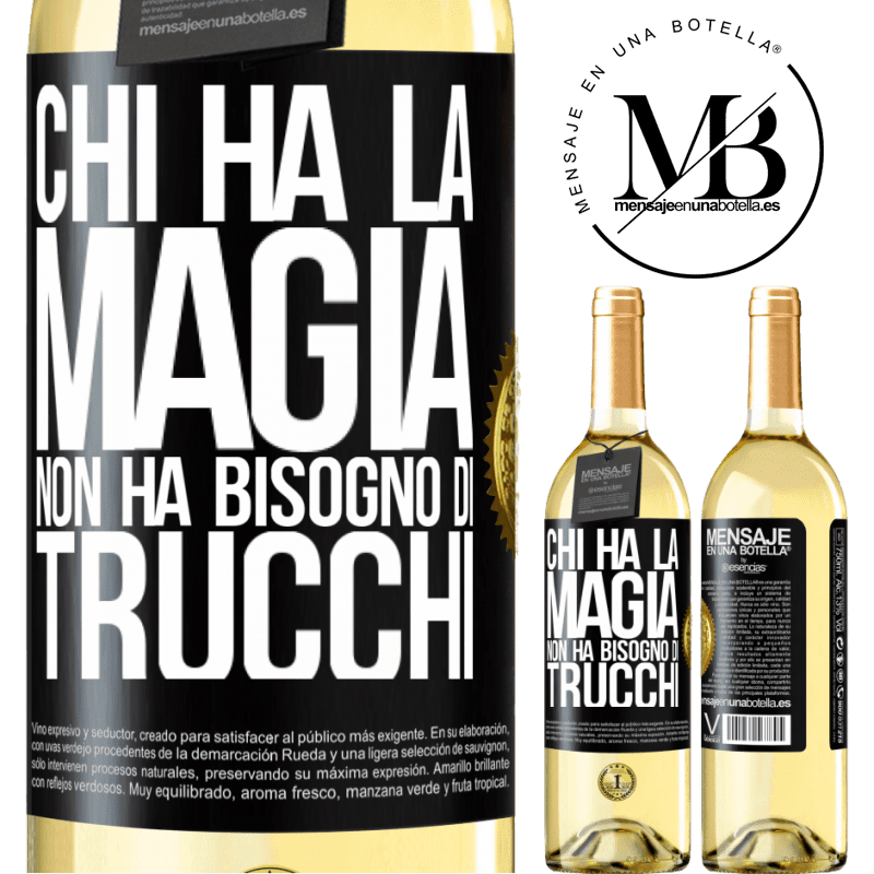 29,95 € Spedizione Gratuita | Vino bianco Edizione WHITE Chi ha la magia non ha bisogno di trucchi Etichetta Nera. Etichetta personalizzabile Vino giovane Raccogliere 2024 Verdejo