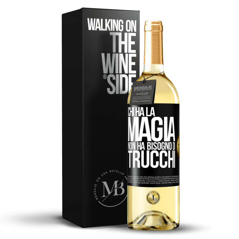 29,95 € Spedizione Gratuita | Vino bianco Edizione WHITE Chi ha la magia non ha bisogno di trucchi Etichetta Nera. Etichetta personalizzabile Vino giovane Raccogliere 2024 Verdejo