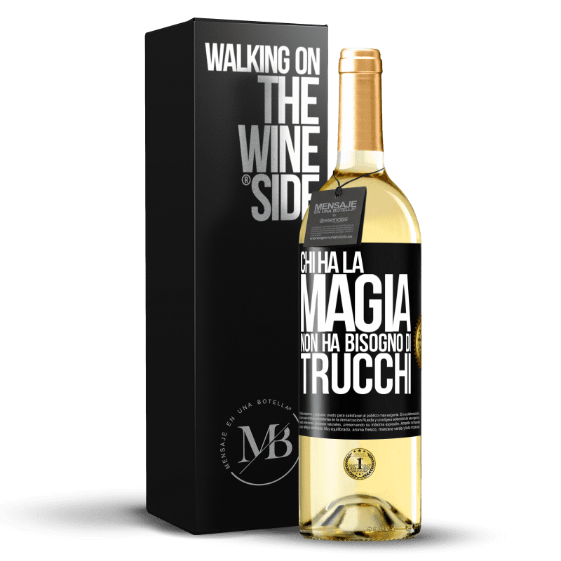 29,95 € Spedizione Gratuita | Vino bianco Edizione WHITE Chi ha la magia non ha bisogno di trucchi Etichetta Nera. Etichetta personalizzabile Vino giovane Raccogliere 2025 Verdejo