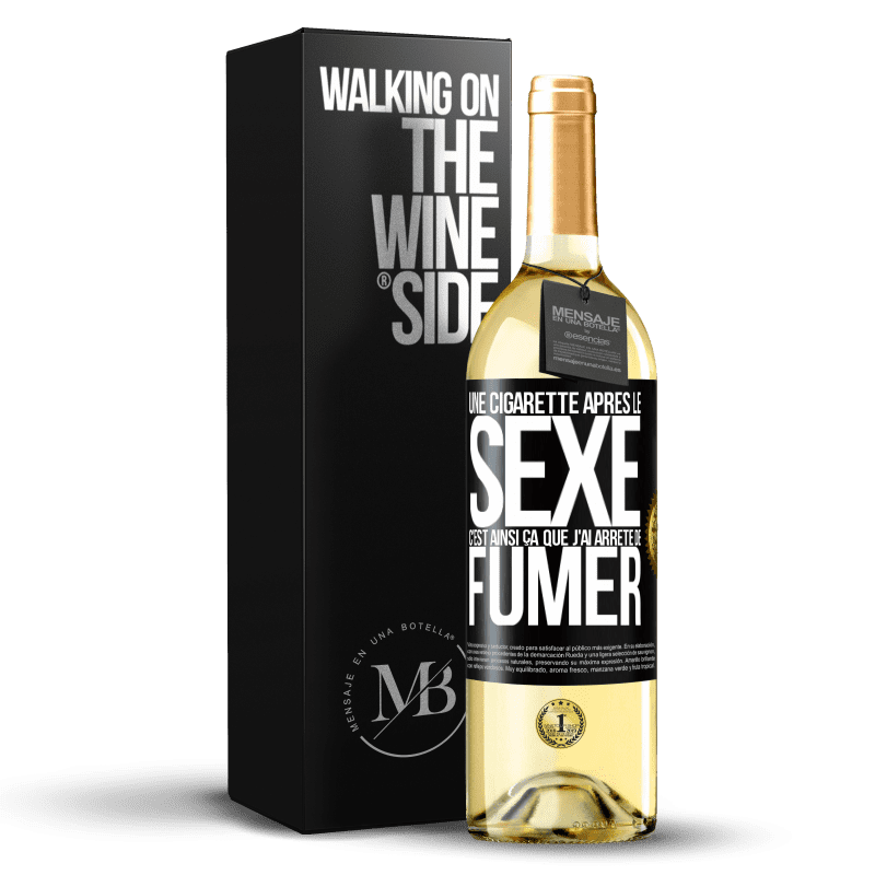 29,95 € Envoi gratuit | Vin blanc Édition WHITE Une cigarette après le sexe. C'est ainsi ça que j'ai arrêté de fumer Étiquette Noire. Étiquette personnalisable Vin jeune Récolte 2024 Verdejo