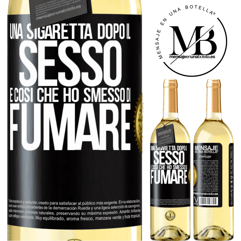 29,95 € Spedizione Gratuita | Vino bianco Edizione WHITE Una sigaretta dopo il sesso. È così che ho smesso di fumare Etichetta Nera. Etichetta personalizzabile Vino giovane Raccogliere 2023 Verdejo