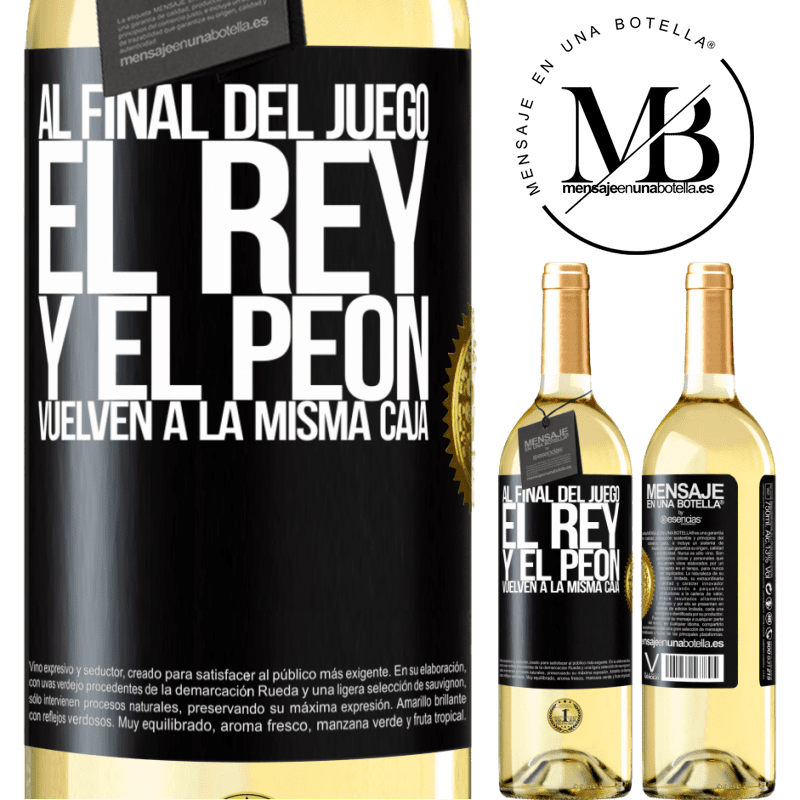 29,95 € Envío gratis | Vino Blanco Edición WHITE Al final del juego, el rey y el peón vuelven a la misma caja Etiqueta Negra. Etiqueta personalizable Vino joven Cosecha 2025 Verdejo
