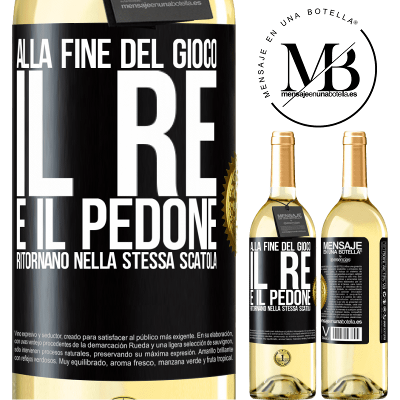 29,95 € Spedizione Gratuita | Vino bianco Edizione WHITE Alla fine del gioco, il re e il pedone ritornano nella stessa scatola Etichetta Nera. Etichetta personalizzabile Vino giovane Raccogliere 2023 Verdejo