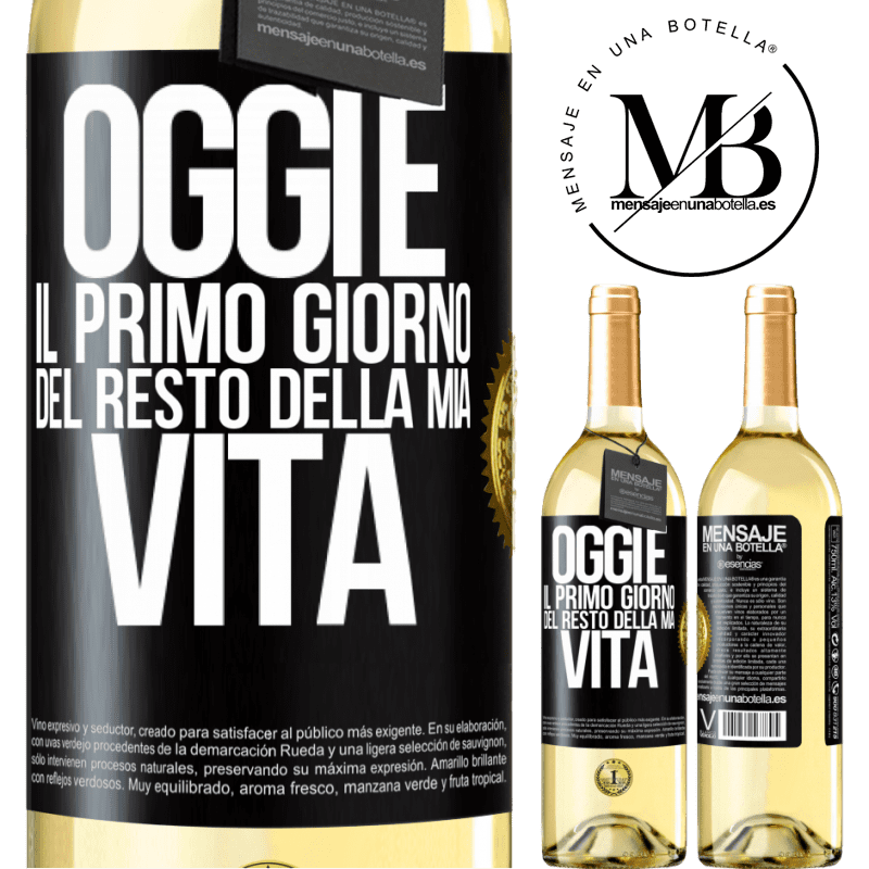 29,95 € Spedizione Gratuita | Vino bianco Edizione WHITE Oggi è il primo giorno del resto della mia vita Etichetta Nera. Etichetta personalizzabile Vino giovane Raccogliere 2023 Verdejo