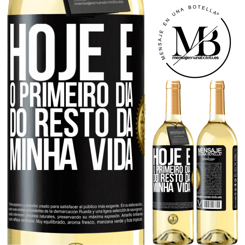 29,95 € Envio grátis | Vinho branco Edição WHITE Hoje é o primeiro dia do resto da minha vida Etiqueta Preta. Etiqueta personalizável Vinho jovem Colheita 2023 Verdejo